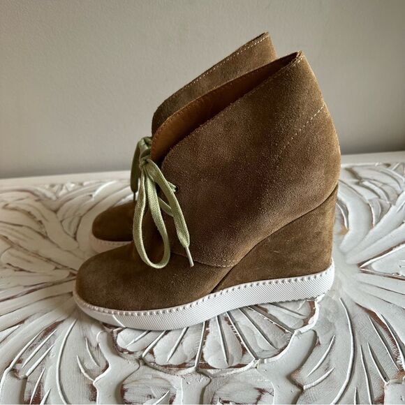 See By Chloe  Brown Suede Platform Wedge Ankle Booties - Picture 2 of 8